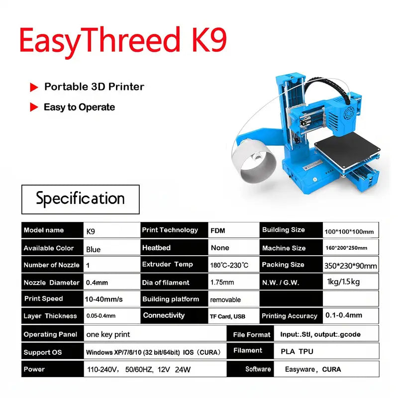 EasyThreed K9 Mini 3D Printer