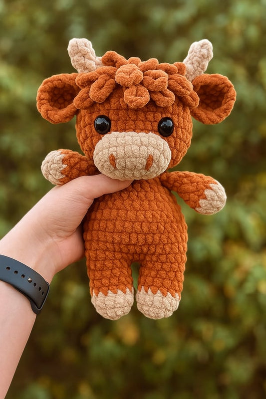 🐮Crochet Highland Cow Amigurumi Pattern 🎄✨- DIY Kit & Finished Plush