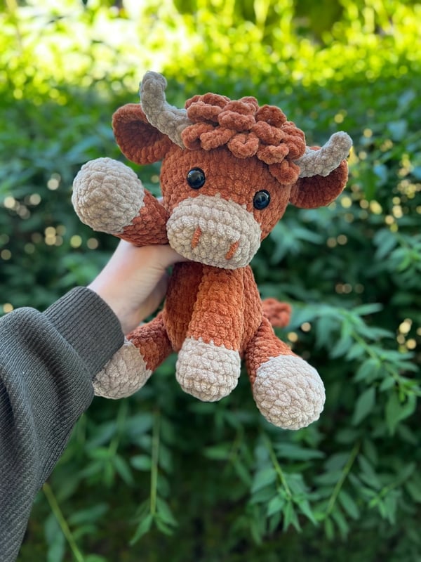 🐮Crochet Highland Cow Amigurumi Pattern 🎄✨- DIY Kit & Finished Plush